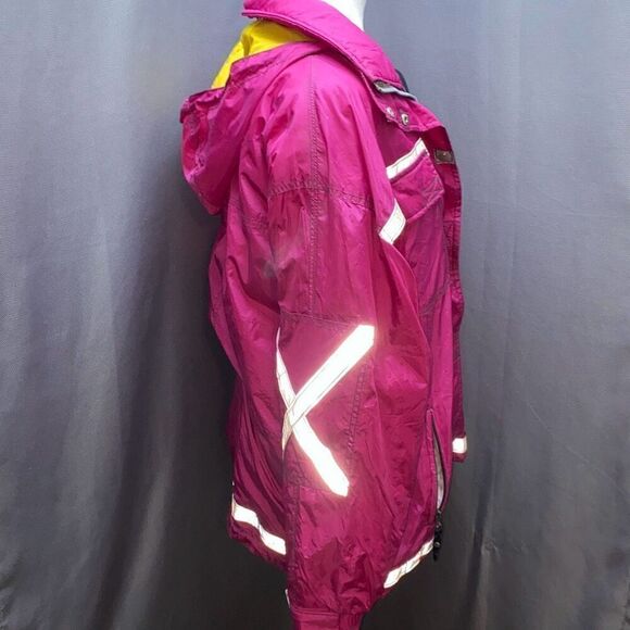 Women Obermeyer Pink Ski Snow Jacket Zip Front Collar Hood Sz 10 - Picture 2 of 8